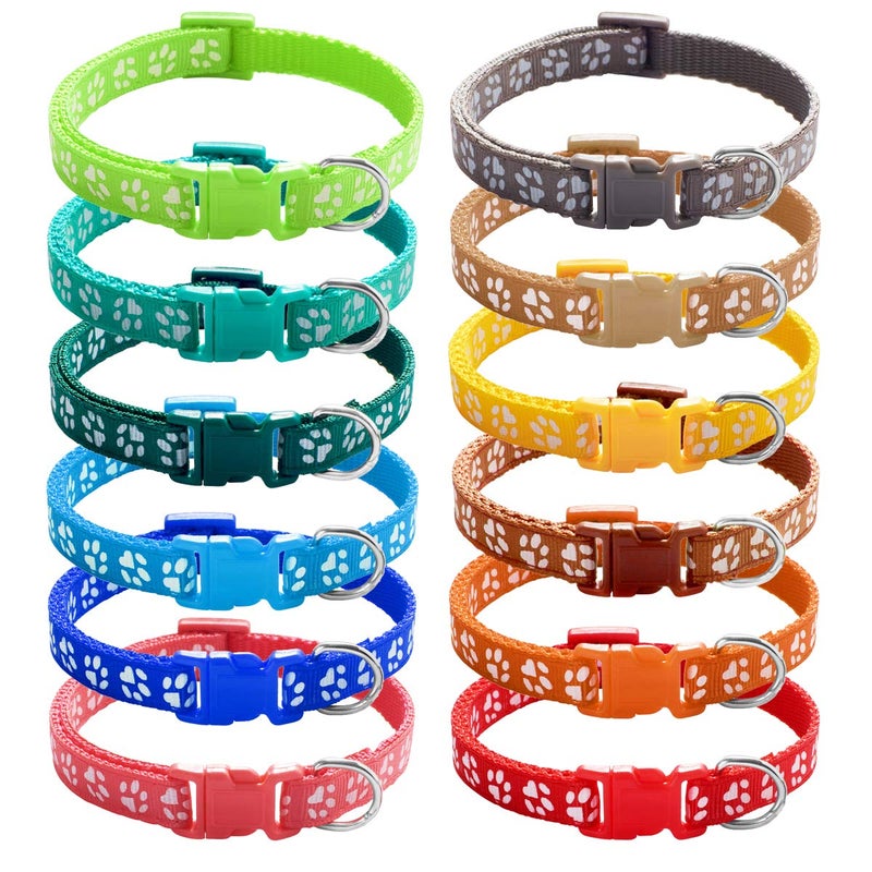 YOY 12 pcs/Set Soft Nylon Puppy Whelping ID Collars - Adjustable Reusable Washable Baby Dog ID Bands Pet Identification for Breeders, Neck 8" - 13" - Image 1